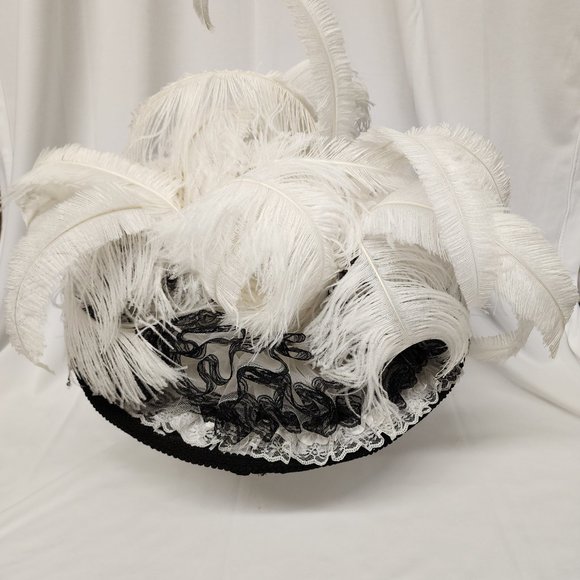 Wide Brim Silk Feather Hat main image 4